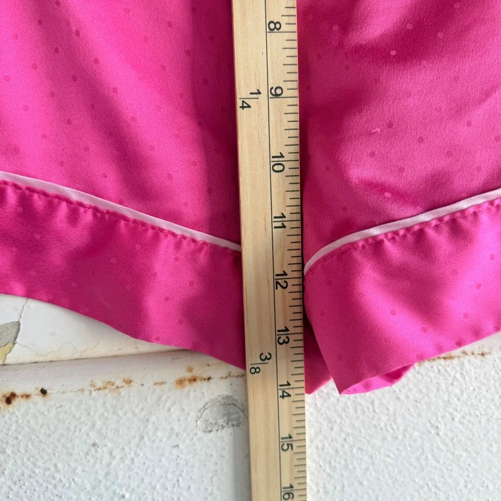 Victorias Secret Satin Pajama Set Hot Pink Polka Dot‎ PJs Silky Cami Shorts Y2K - Picture 15 of 16